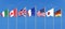 45th G7 summit , August 24â€“26, 2019 in Biarritz, Nouvelle-Aquitaine, France. 7  flags of countries of Group of Seven - Canada,