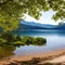 465 Tranquil Lake: A serene and tranquil background featuring a calm lake surrounded by nature in soothing and natural colors th