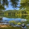 465 Tranquil Lake: A serene and tranquil background featuring a calm lake surrounded by nature in soothing and natural colors th