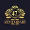 47 years Anniversary Logo, Luxury floral golden 47th anniversary logo