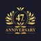 47th Anniversary Design, luxurious golden color 47 years Anniversary logo