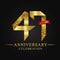 47th anniversary years celebration logotype. Logo ribbon gold number and red ribbon on black background.