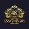 48 years Anniversary Logo, Luxury floral golden 48th anniversary logo