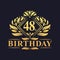 48 years Birthday Logo, Luxury Golden 48th Birthday Celebration