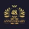 48th Anniversary Design, luxurious golden color 48 years Anniversary logo