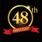 48th golden anniversary logo with shiny ring red ribbon.