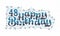 48th Happy Birthday lettering, 48 years Birthday beautiful typography design with blue and black dots, lines, and leaves