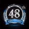 48th silver anniversary logo with blue ribbon and ring.48