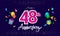 48th Years Anniversary Celebration Design, with gift box and balloons, ribbon, Colorful Vector template elements for your birthday