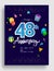48th Years Anniversary invitation Design, with gift box and balloons, ribbon, Colorful Vector template elements for birthday