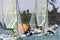 49ers crowd the mark at ISAF World Sailing Cup Miami (2013)