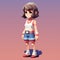 4d Pokemon Pixel Girl: Saturated Color Field With Distinctive Character Design