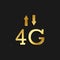 4g, signal, arrows gold icon. Vector illustration of golden style