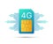 4G Sim Card. Mobile telecommunications technology symbol. Vector illustration.