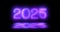 4K 2025 Happy New Year\\\'s Eve nightclub fluorescent neon sign background.
