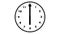 4k 2d minimal clock animation, seamless loop, full 12-hour cycle in 30 seconds, 2d black clock on white background.