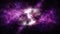 4k 3D render seamless loop space background with beautiful glow purple nebula and shining stars. Flying through nebula and star.
