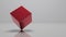 4k,3d rotating red metal cube.