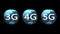 4k 3G,4G,5G symbol with rotateing earth,web tech background.