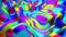 4k abstract bg with moving multicolor lines or ribbons forming curl noise on blue plane. Concept of abstract computing