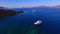 4K aerial drone footage of an expensive yacht on the sea Santorini
