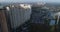 4K Aerial drone video of urban real estate `Moskovskiy` with smoking pipe