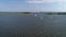 4K Aerial footage. Fly over yacht regatta