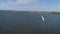 4K Aerial footage. Fly over yacht regatta sailing