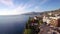 4K Aerial footage of Montreux - Leman Lake waterfront, Switzerland