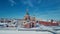 4K Aerial Footage View to the Blessed Virgin Mary Church on the Republic Square from the Bruges Embankment