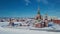 4K Aerial Footage View to the Blessed Virgin Mary Church on the Republic Square from the Bruges Embankment