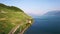 4K Aerial footage of Vineyard fields in Terrasses de Lavaux near Lausanne in Switzerland - UHD