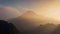 4K Aerial hyperlapse flying to mount Merapi active volcano at sunrise, Java, Indonesia