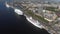 4k aerial panoramic view of the city Riga from the side of the river Daugava