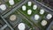 4K Aerial shot of oil storage tanks