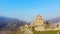 4K aerial video of ancient fortification is on the border of Georgia Mtskheta