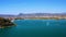 4K Aerial view of Annecy lake waterfront low tide level due to the drought - France