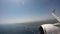 4K, Aerial view bay of Bari. Beautiful landscape of beach with airplane wing