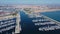 4K aerial view city Valencia, yacht harbor port, Spain 10 may 2023