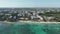 4k Aerial View Going Sideways Along Aqua Blue Water Beach in Resort Near Cancun