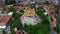 4K Aerial view of golden mount Bangkok temple