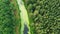 4K Aerial View Of Green Forest Landscape With Pine Woods And Small Bog Marsh Swamp Wetland. Top View From Attitude In