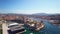 4K Aerial view of Marseille pier - Vieux Port, Saint Jean castle, and museum in south of France