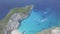 4k Aerial view of Navagio beach Shipwreck view in Zakynthos Zante island, in Greece - Log