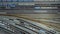4K Aerial view of railroad rail yard