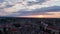 4K Aerolapse  aerial timelapse / hyperlapse  of the scenic city skyline view sunshine of the sunset in Lviv