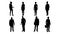 4K alpha channel,silhouette group of people standing on white background