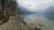 4K. Amazing Bohinj Lake in foggy weather, panoramic view. Julian Alps, Triglav National Park, Slovenia, Europe. Winter time