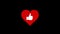 4K Animation of appearing heart like button on black background