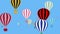 4K animation of hot air balloons group in the air